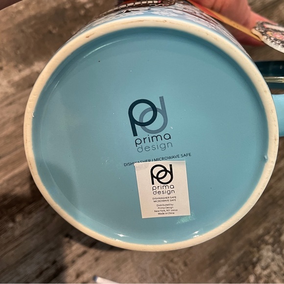 Prima Design 20 oz Sugar Skull Ceramic Mug Halloween Blue Black NEW - Picture 4 of 8